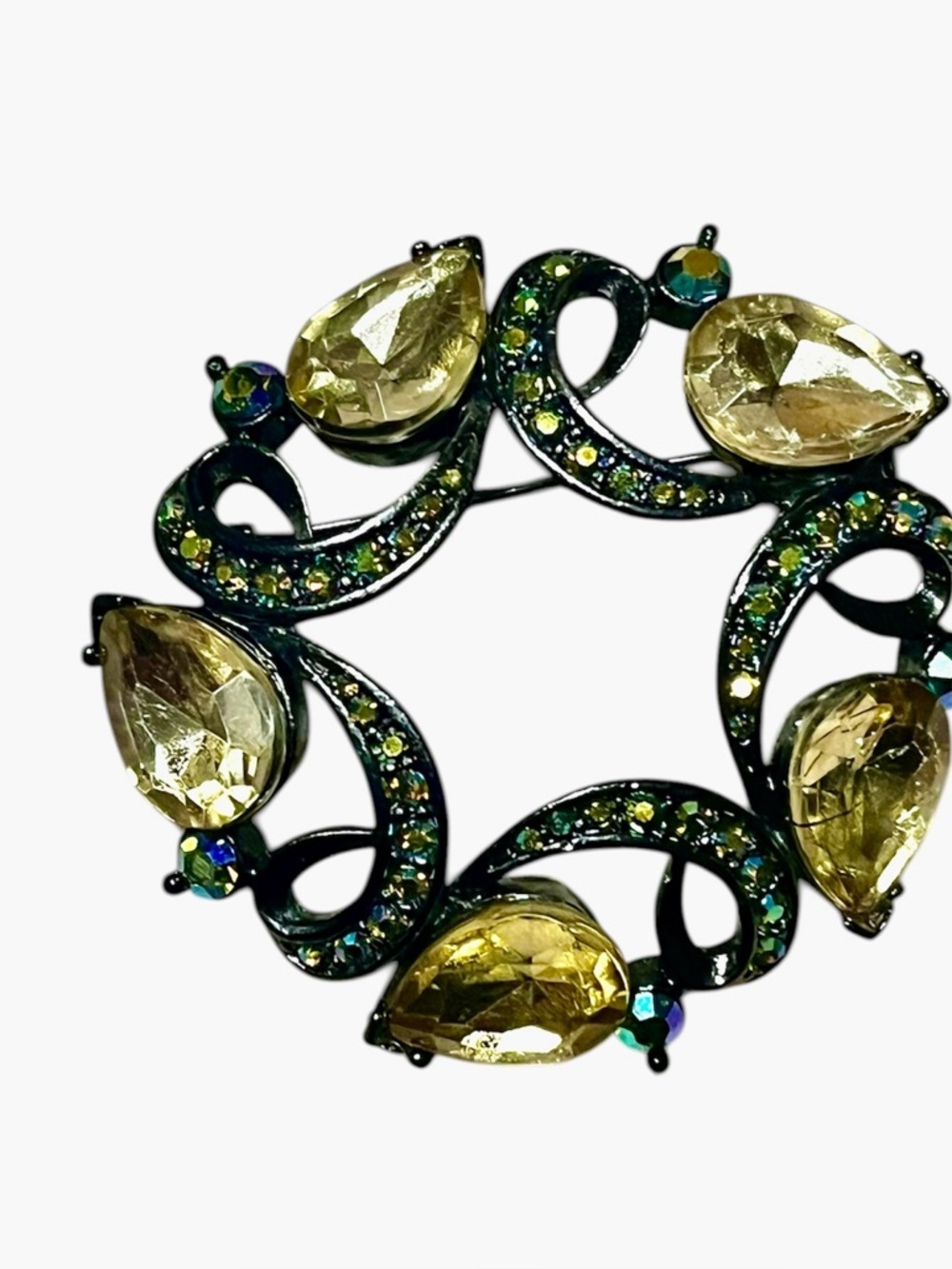 Vintage Crystal Wreath Brooch